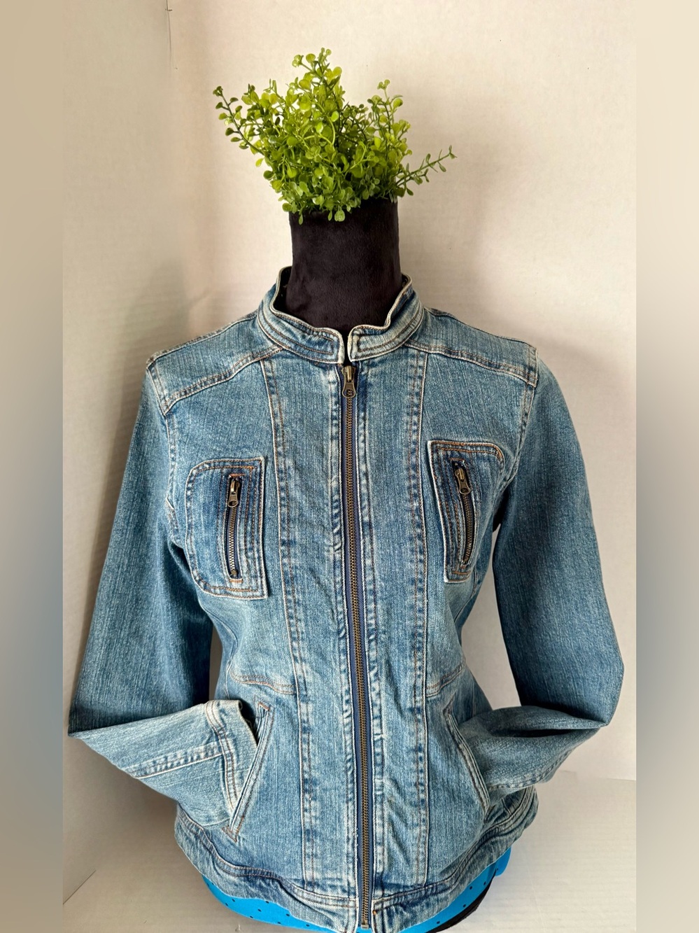 Y2K Live a Little Jean Jacket Acid Washed